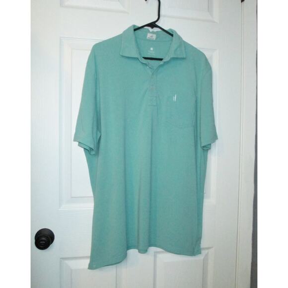 Johnnie-O West Coast Prep Green S/S Preppy Pocket Polo Mens XL Cotton Spandex - Picture 1 of 10